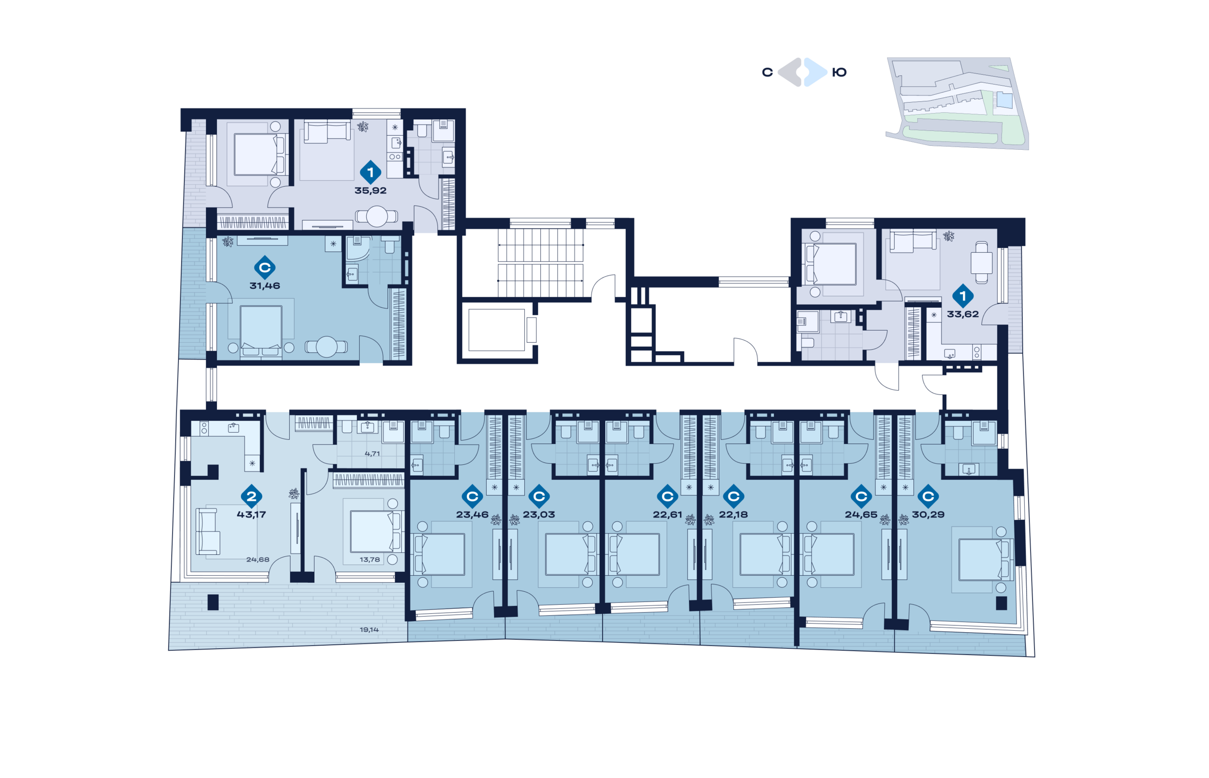 План этажа — апартаменты №38